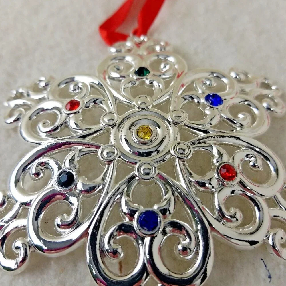 LENOX Sparkle Scroll Multi Crystal Silver‎ Plate snowflake holiday Christmas NIP